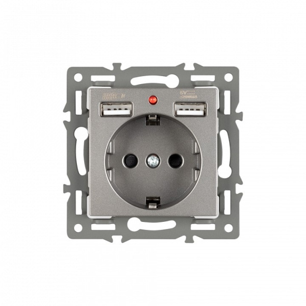 Розетка с заземлением и 2хUSB type A, без рамки Arlight SCT 043735