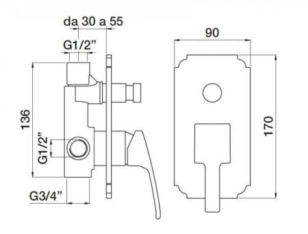 Смеситель для душа Cezares Olimp OLIMP-VDIM-01-L