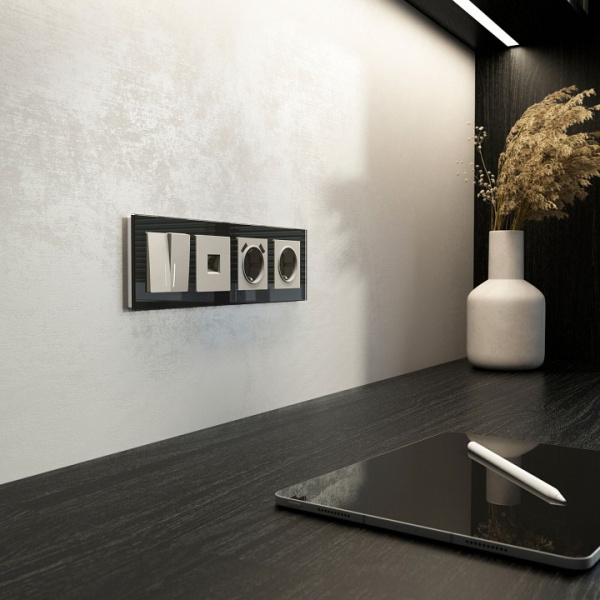 Выключатель двухклавишный с подсветкой без рамки Werkel дымчатый W1220104