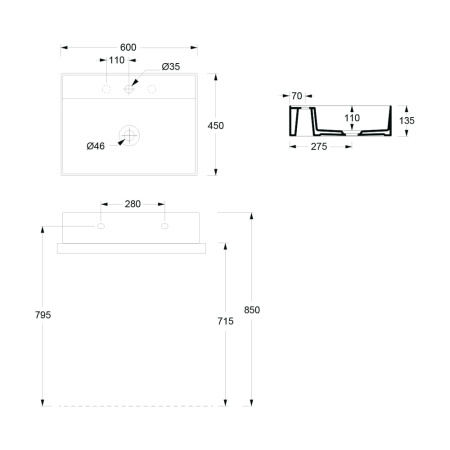 Раковина Alice Hide 60 31230101S