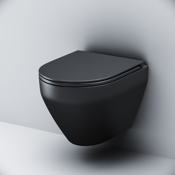 Подвесной унитаз AM.PM Spirit V2.0 C701700MBSC черный матовый с сиденьем микролифт