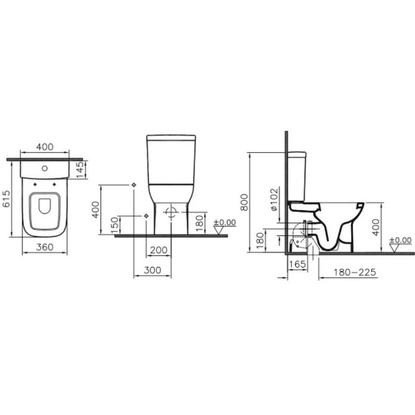 Унитаз-компакт Vitra S20 9800B003-7204 с сиденьем микролифт, белый