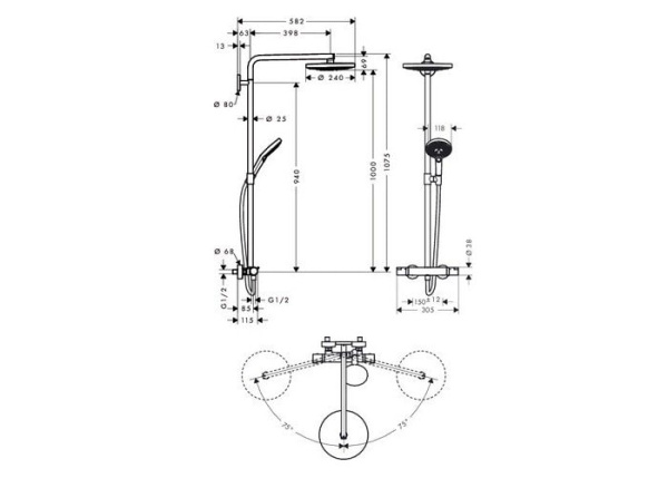 Душевая стойка hansgrohe Raindance Select S 240 2jet Showerpipe 27129000