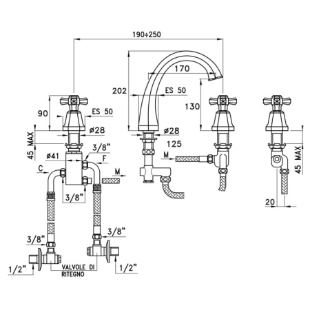 Смеситель для раковины Stella Eccelsa EC 00022 AU00 золото