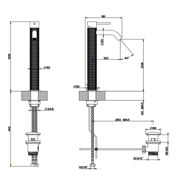 Смеситель для раковины Gessi 316 54204#239 нержавейка