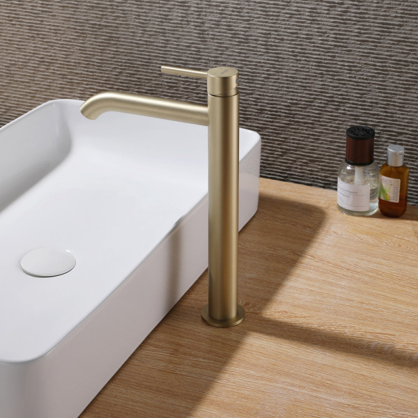 Смеситель для накладной раковины Abber Wasser Kreis AF8111G золото матовое