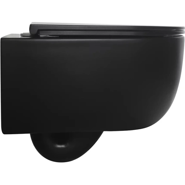 Унитаз подвесной Veconi Rino VRI-49TB безободковый, торнадо, с сиденьем микролифт, черный матовый