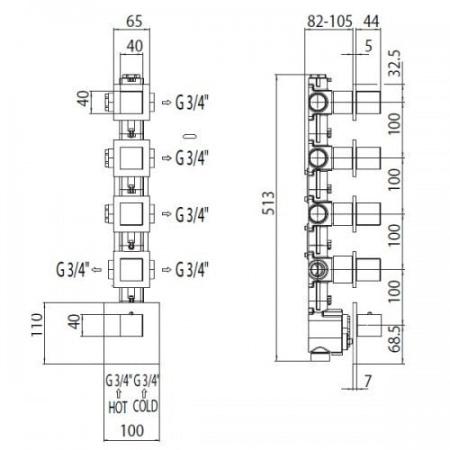 Внешняя часть термостата Bossini Oki Z031208.030 хром