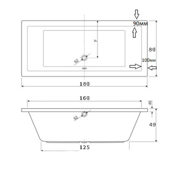 Ванна акриловая Knief Plane Fit 180 0400-101
