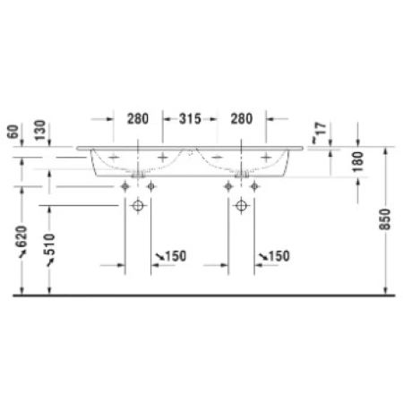Раковина 130x49 см Duravit ME by Starck 2336130000