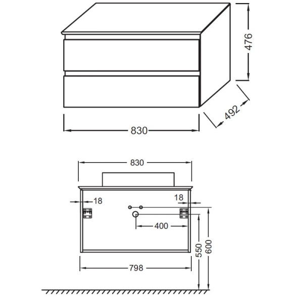 Тумба под раковину Jacob Delafon Madeleine 80 EB2083-J53 черный матовый лак