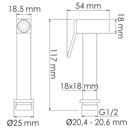 Гигиенический душ WasserKRAFT Abens A02041 со смесителем, черный матовый