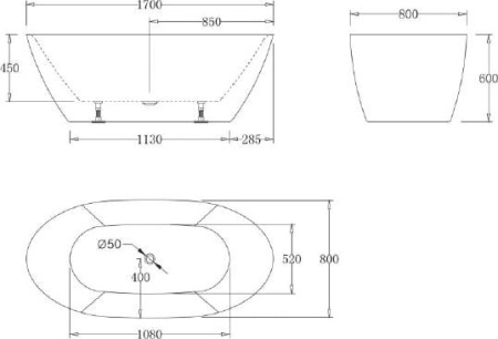 Акриловая ванна BelBagno 170х80 BB77-1700