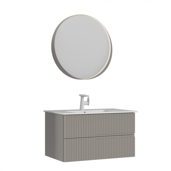 Тумба с раковиной Orka Moonlight 90 5001502 бежевый матовый/белый