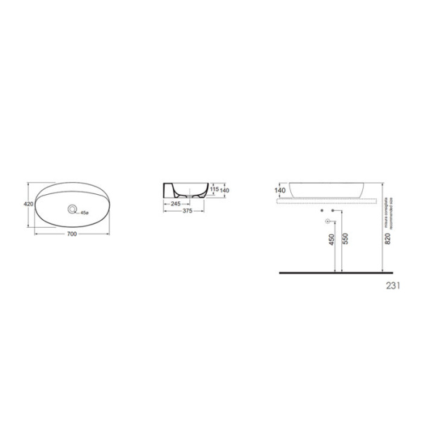 Раковина Azzurra Elegance Circle 70 ELLA070420C0CE