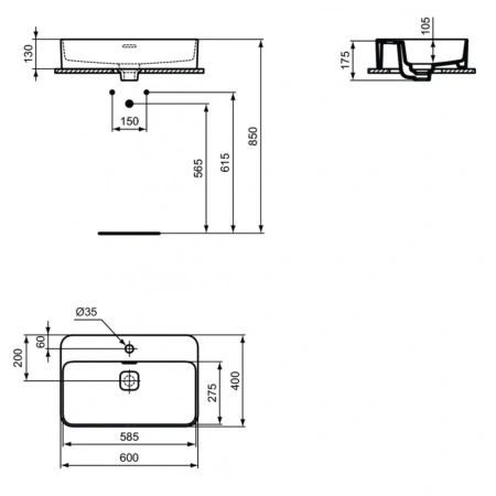 Раковина 60x40 см Ideal Standard Strada II T299801