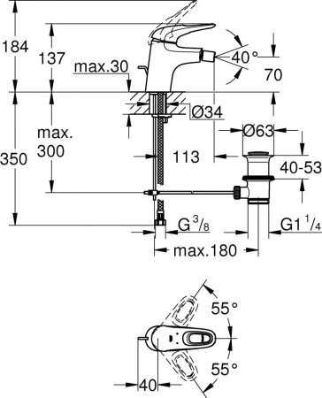 Смеситель для биде Grohe Eurostyle New 33565003 хром