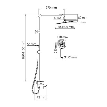 Душевая стойка WasserKRAFT A177.069.065.010.CH
