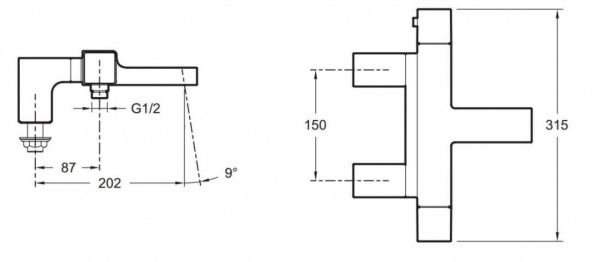 Смеситель для ванны Jacob Delafon Strayt E9129-CP термостатический
