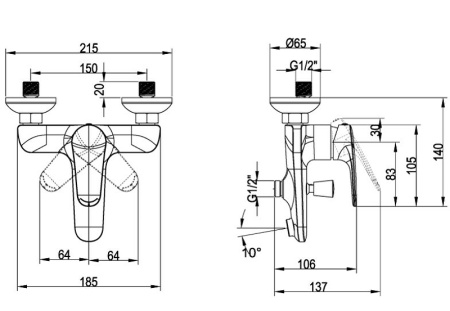 Смеситель для ванны Villeroy&Boch O.novo Start TVT10550111061