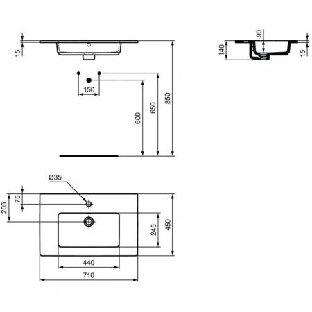 Раковина 71x45 см Ideal Standard Tempo Vanity E053501