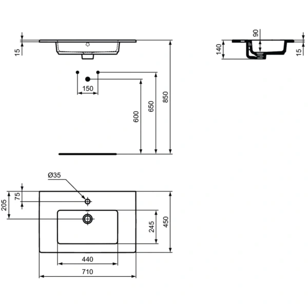 Раковина 71x45 см Ideal Standard Tempo Vanity E053501