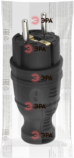 Вилка прямая с заземлением Эра  V8-B-IP44