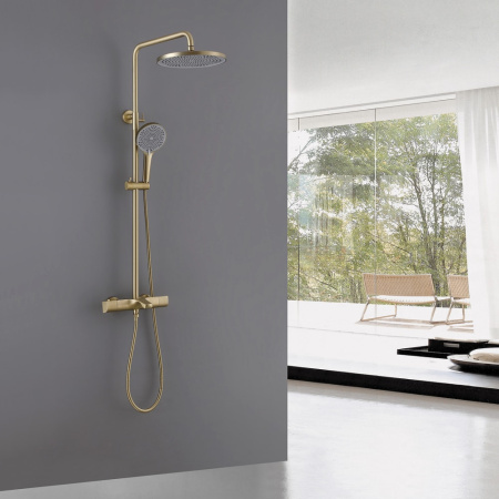 Душевая стойка Abber Thermostat AF8516GL с термостатом золото матовое