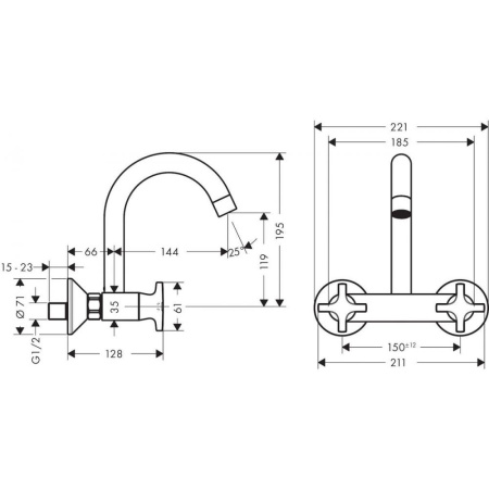 Смеситель для кухонной мойки hansgrohe Logis Classic 71286000