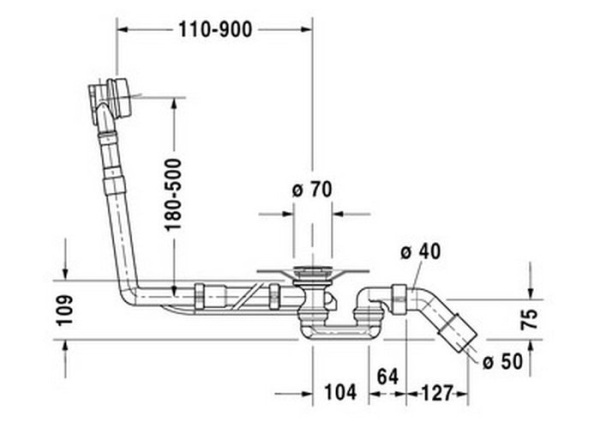 Слив-перелив для ванны Duravit Quadroval 790299000001000
