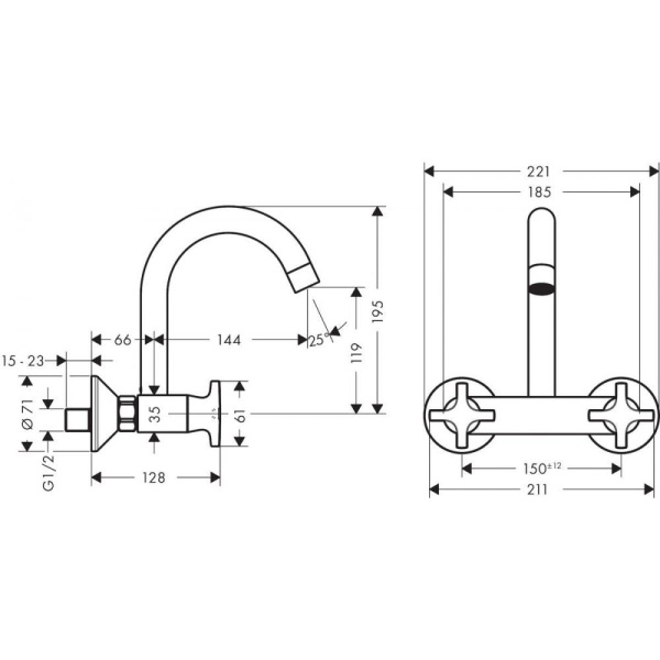 Смеситель для кухонной мойки hansgrohe Logis Classic 71286000