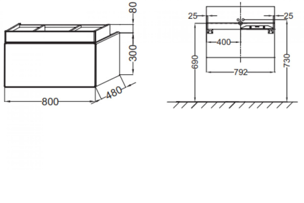 Тумба под раковину 80 см Jacob Delafon Terrace EB1186-G1A телесный