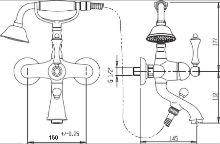 Смеситель для ванны Cezares Margot MARGOT-PBV-01-Bi
