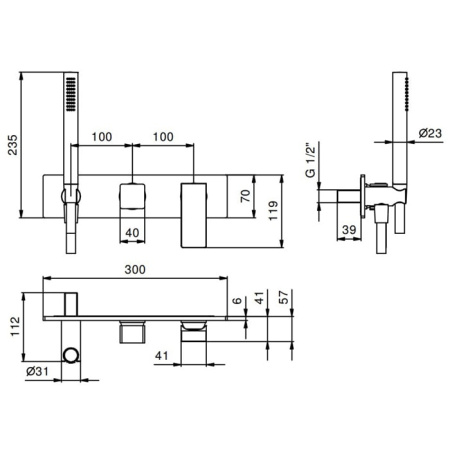 Смеситель для душа Fantini Mint 34 02 F784B