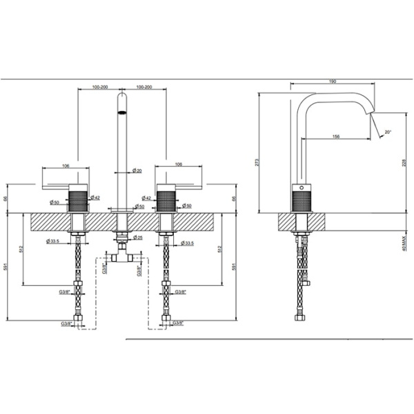 Смеситель для раковины Gessi 316 54411#707 черный матовый
