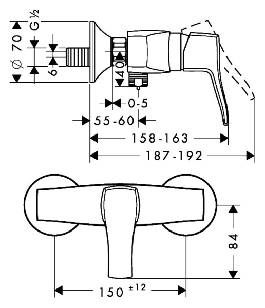Смеситель для ванны hansgrohe Metris Classic 31672000