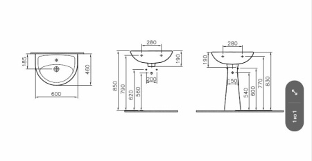 Раковина Vitra Norm Fit 60 см 6895B099-1778