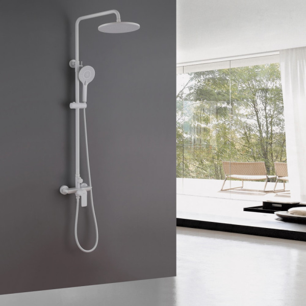 Душевая стойка Abber Weiss Insel AF8020FWL белый матовый