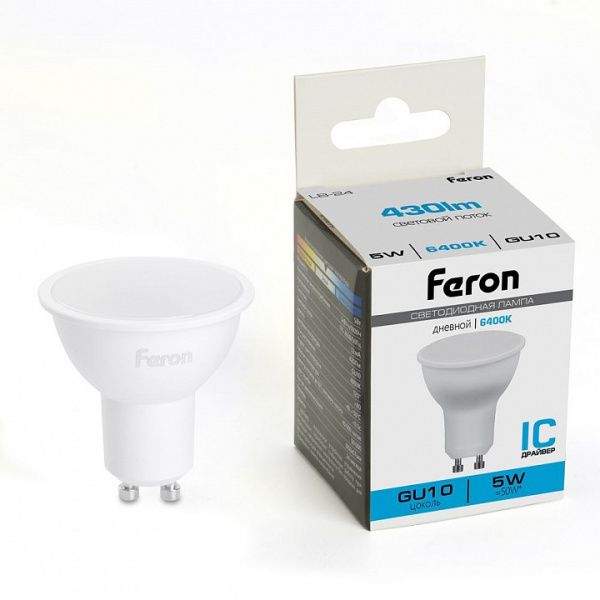 Лампа светодиодная Feron LB-24 GU10 5Вт 6400K 51217