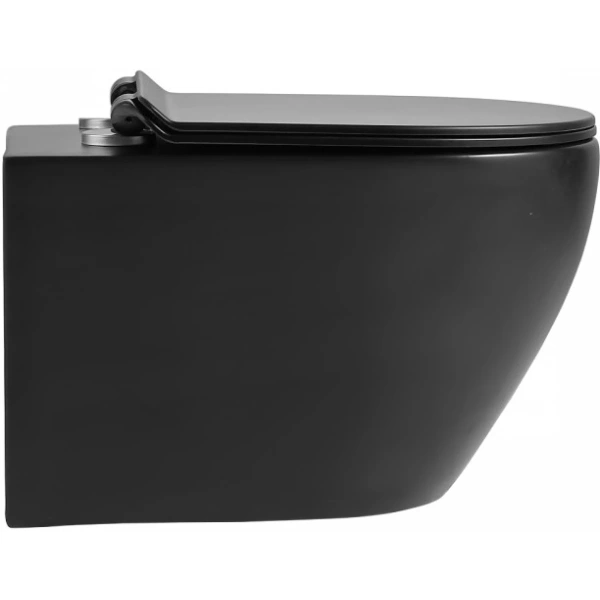Унитаз подвесной Agger AT03144 безободковый, с сиденьем микролифт, черный матовый