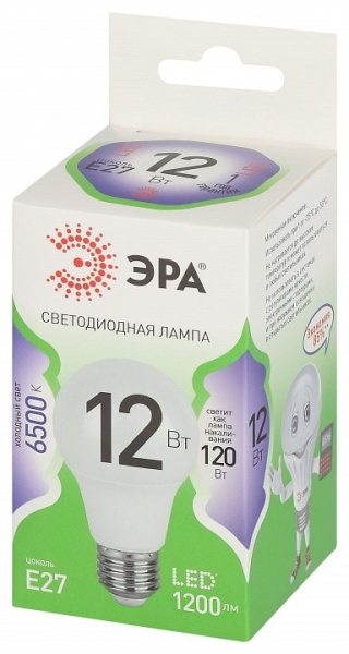 Лампа светодиодная Эра Green Line E27 12Вт 6500K LED A60-12W-865-E27 GL