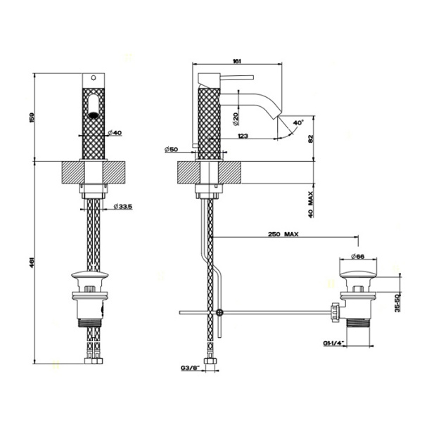 Смеситель для раковины Gessi 316 54101#708 медь