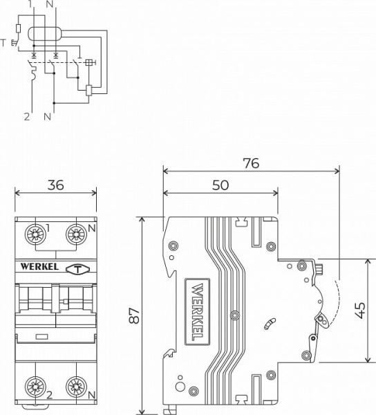 Дифференциальный автоматический выключатель 1P с Wi-Fi Werkel W922P164