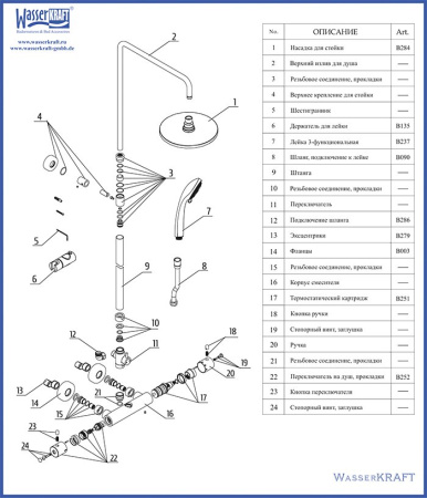 Душевая стойка WasserKRAFT A13302 Thermo