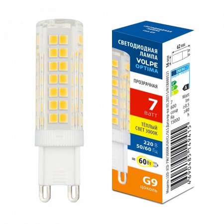 Лампа светодиодная Volpe OPTIMA G9 7Вт 3000K UL-00008653