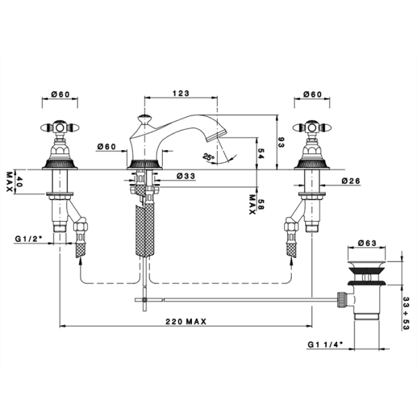 Смеситель для раковины Nicolazzi Impero 1208CR36