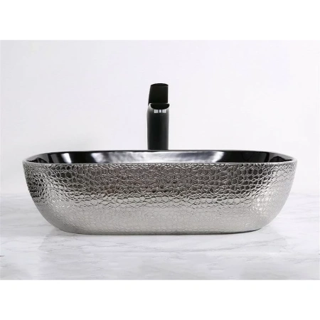 Раковина-чаша CeramaLux D1333H009 46x33 см, накладная, серебряный