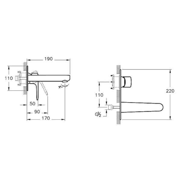 Встраиваемый смеситель для раковины Vitra Root Round A42721EXP хром