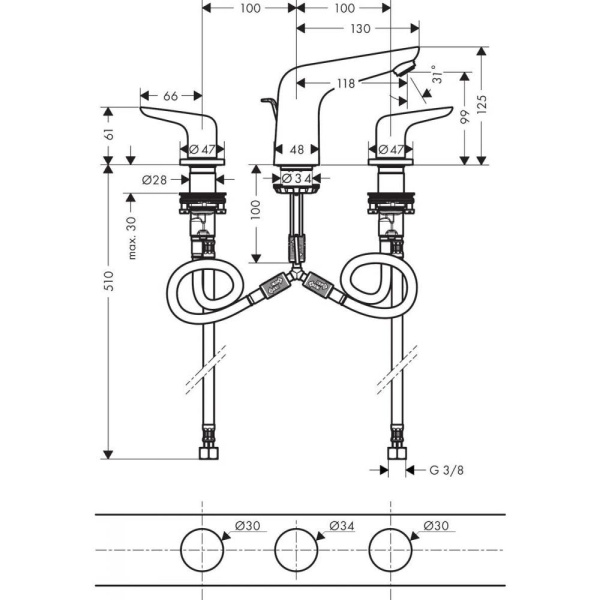 Смеситель для раковины hansgrohe Novus 71140000