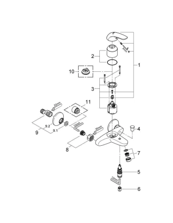 Смеситель Grohe Euroeco 32743000 для ванны с душем